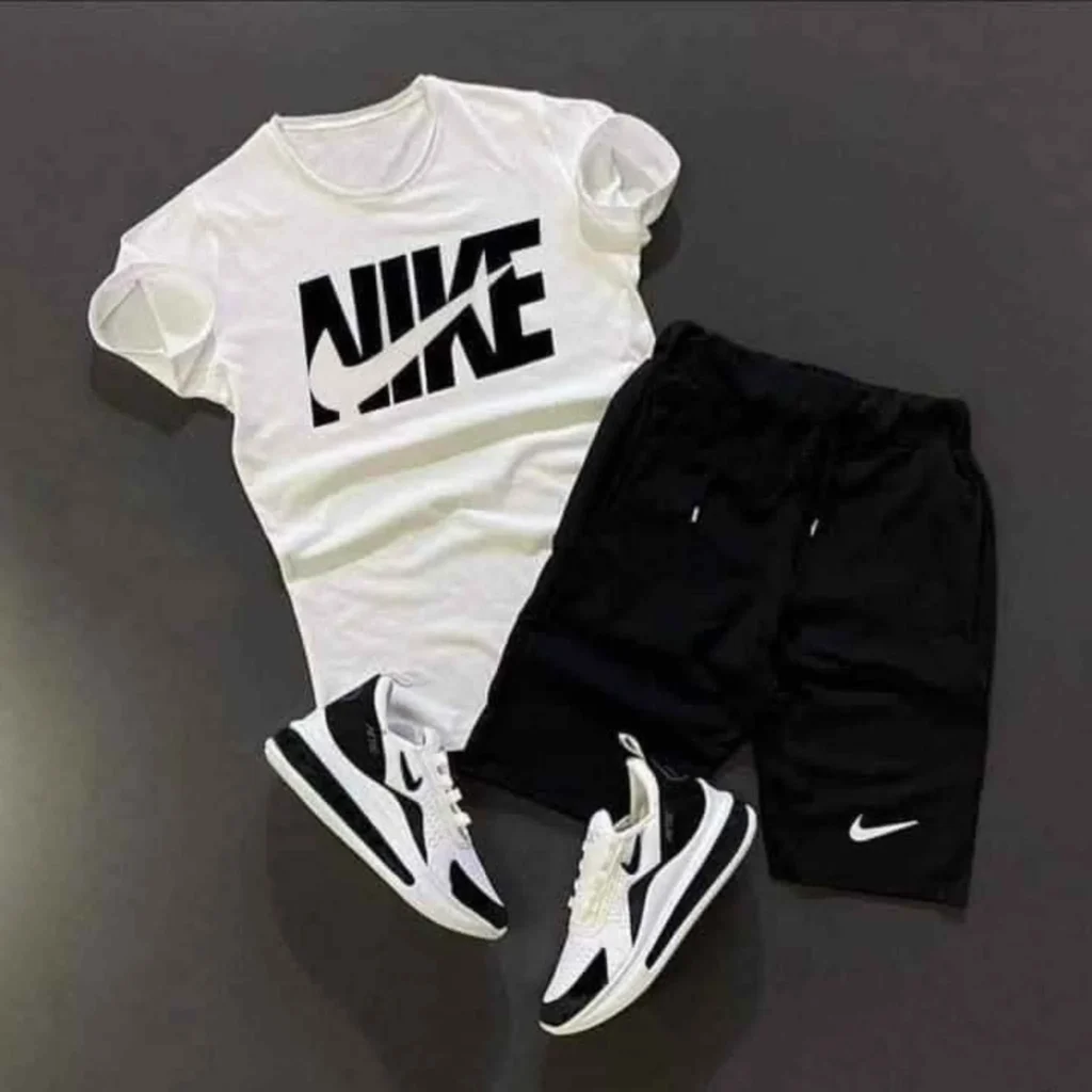 ترنج شورت Nike رجالي بخامة سمر ميلتون وتيشرت قطن عالي الجودة مناسب للرياضة والخروجات اليومية.