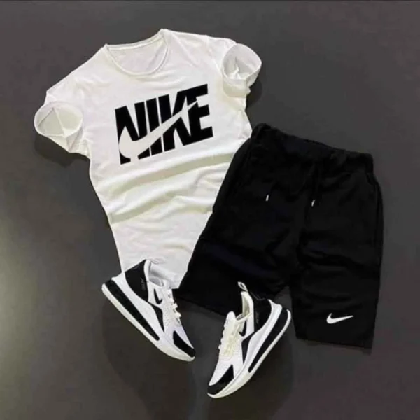 ترنج شورت Nike رجالي بخامة سمر ميلتون وتيشرت قطن عالي الجودة مناسب للرياضة والخروجات اليومية.