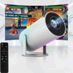 جهاز عرض فيديو واي فاي بروجيكتور منزلي محمول يدعم عرض الشاشة لاسلكيًا عبر Wi-Fi مع Miracast وAirPlay، مناسب للأفلام والعروض التقديمية والألعاب