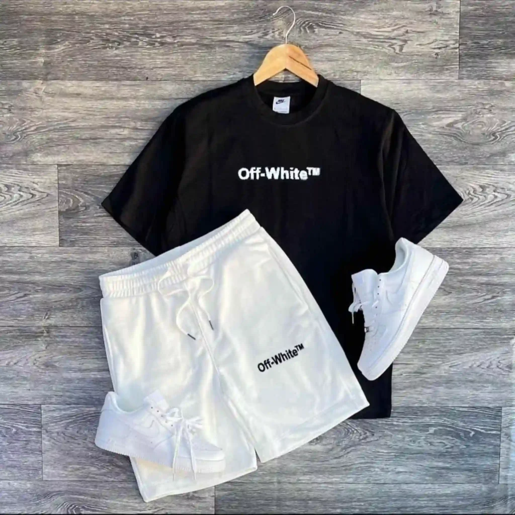 ترنج شورت White-Off رجالي بخامة ميلتون ليرا مبرد مريح مناسب للرياضة والخروجات اليومية.